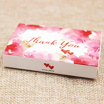 Kraft Paper Boxes and Necklace Jewelry Display Cards, Packaging Boxes, with Word Thank You and Heart Pattern, White, Folded Box Size: 7.3x5.4x1.2cm, Display Card: 7x5x0.05cm