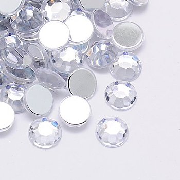 Imitation Taiwan Acrylic Rhinestone Cabochons, Faceted, Half Round, Clear, 5x2mm, about 10000pcs/bag