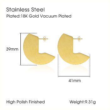 Minimalist Chic Geometric Stainless Steel Stud Earrings for Women, Golden, 45x41mm