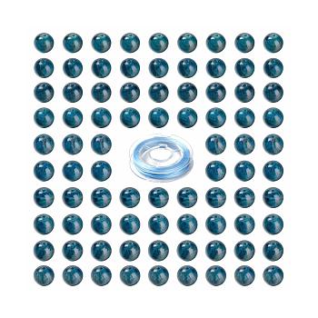 100Pcs 8mm Natural Apatite Round Beads, with 10m Elastic Crystal Thread, for DIY Stretch Bracelets Making Kits, 8mm, Hole: 1mm