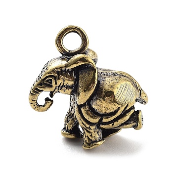 Brass Pendants, Elephant, Antique Bronze, 30x28x15mm, Hole: 4.5mm