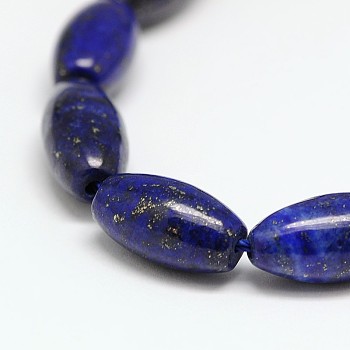 Natural Lapis Lazuli Rice Bead Strands, Dyed & Heated, Lapis Lazuli, 16x8mm, Hole: 1mm, about 24pcs/strnd, 15 inch