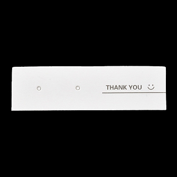 Paper Earring Display Cards, Smiling Face Print Jewelry Display Cards for Earring Studs, White, Rectangle, 2x7x0.07cm, Hole: 1.6mm, about 100pcs/bag