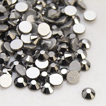 Glass Flat Back Rhinestone, Grade A, Back Plated, Faceted, Half Round, Hematite, 3~3.2mm, about 1440pcs/bag