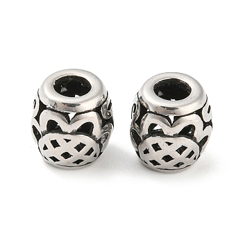 316 Surgical Stainless Steel  Beads, Barrel, Antique Silver, 9x9.5mm, Hole: 4mm