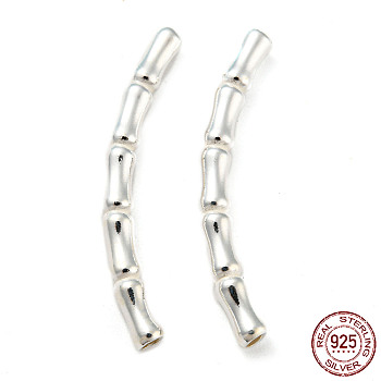 925 Sterling Silver Tube Beads, Bamboo Tube Beads, Silver, 30x3x3mm, Hole: 1.8mm