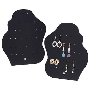 Acrylic Earring Display Stands, with Platinum Tone Iron Findings, Polygon, Black, 19.2x7x20.8cm, Hole: 2~4.5mm