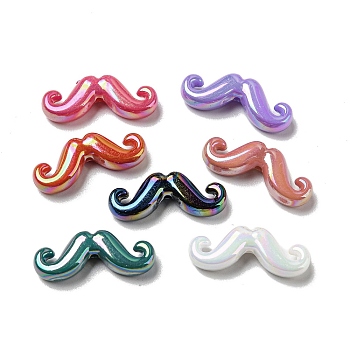 UV Plating Acrylic Bead, Mustache, Mixed Color, 9x24x5.5mm, Hole: 1.4mm
