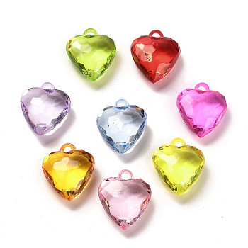 Transparent Acrylic Pendants, Heart, Mixed Color, 24x20.5x10.5mm, Hole: 3.3mm, about: 220pcs/500g