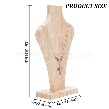 Bust Wooden Necklace Display Stands(NDIS-WH0009-17)-2