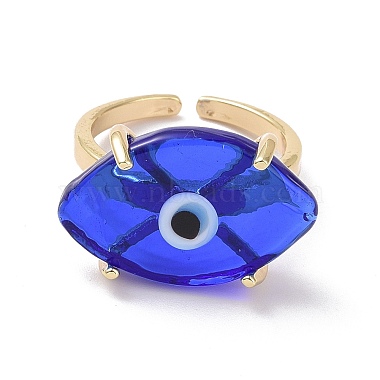 Lampwork Oval with Evil Eye Open Cuff Ring(RJEW-I086-13G-01)-2
