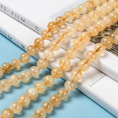 Chapelets de perles de citrine naturelle(G-O166-10-8mm)-6
