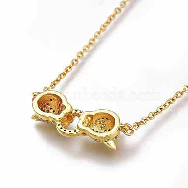 Brass Micro Pave Cubic Zirconia Door Knocker Pendant Necklaces(NJEW-H202-01G)-2