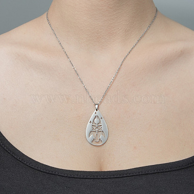 201 Stainless Steel Hollow Rocket Pendant Necklace(NJEW-OY001-74)-2