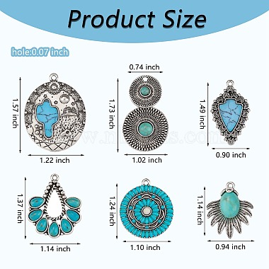 12Pcs 6 Styles Synthetic Turquoise Pendants(FIND-SZ0005-73)-2