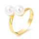 Rack Plating Brass Open Cuff Rings with Round Plastic Pearl Beads for Women(RJEW-Q770-26G)-3