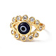 Lampwork Evil Eye Open Cuff Ring with Clear Cubic Zirconia(RJEW-L104-03G)-3