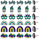 60шт. 6 стильные деревянные серьги-гвоздики ко Дню Святого Патрика(EJEW-SC0001-42)-1