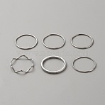 6Pcs 5 Style Wave Stainless Steel Finger Rings Set, Simple Thin Stackable Rings for Women, Stainless Steel Color, Inner Diameter: 19.8~20mm(RJEW-WH0015-08)