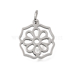 304 Stainless Steel Charms, Flower Charms, Cut-Out, Stainless Steel Color, 15x13x1mm, Hole: 3.5mm(SA-CBA4CE0-07P)