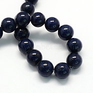 Natural Dyed Mashan Jade Gemstone Bead Strands, Round, Midnight Blue, 6mm, Hole: 1mm, about 66pcs/strand, 15.7 inch(G-R272-6mm-02)