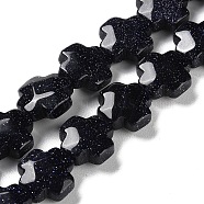 Synthetic Blue Goldstone Beads Strands, Faceted, Cross, 12~13x12~12.5x5~6mm, Hole: 1.4mm, about 17pcs/strand, 8.27 inch(21cm)(G-K357-C09-01)