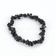 Natural Obsidian Chips Beaded Stretch Bracelet for Women, 6-3/4~8-5/8 inch(17~22cm)(PW-WG72437-14)