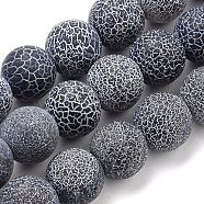 Natural Weathered Agate Beads Strands, Frosted, Dyed, Round, Gray, 8mm, Hole: 1mm, about 47pcs/strand, 15.7 inch(G-S259-05A-8mm)