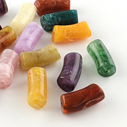 Tube Imitation Gemstone Acrylic Beads, Mixed Color, 32x14mm, Hole: 3mm, about 101pcs/500g(OACR-R045-M)