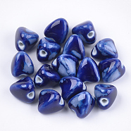 Handmade Porcelain Beads, Fancy Antique Glazed Porcelain, Zongzi, Blue, 15x14x14mm, Hole: 3mm(PORC-S498-01H)