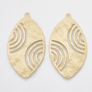 Smooth Surface Alloy Pendants, Leaf, Matte Gold Color, 49.5x28x1.5mm, Hole: 1.5mm(PALLOY-S117-110)