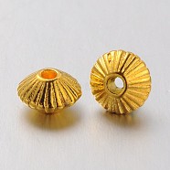 Tibetan Style Alloy Spacer Beads, Cadmium Free & Nickel Free & Lead Free, Bicone, Golden, 7.5x4.6mm, Hole: 1mm(K093Y012)