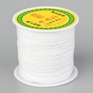 Braided Nylon Thread, Chinese Knotting Cord Beading Cord for Beading Jewelry Making, White, 0.5mm, about 150yards/roll(NWIR-R006-0.5mm-800)