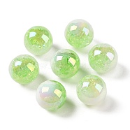 UV Plating Opaque Crackle Two-tone Acrylic Beads, Round, Light Green, 16mm, Hole: 2.7mm(MACR-C032-01H)