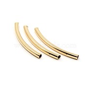 Brass Smooth Curved Tube Beads, Curved Tube Noodle Beads, Light Gold, 30x3mm, Hole: 2.5mm(KK-O031-C-08)
