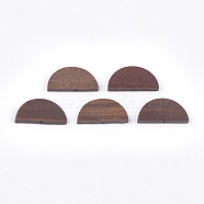 Painted Natural Wood Beads, Semicircle, Coconut Brown, 15x30x4mm, Hole: 1.5mm(WOOD-T021-05B-03)