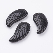 Natural Black Agate Pendants, Wing, Dyed, 34~35x16~18x6.5~7.5mm, Hole: 1mm(G-E435-F-07)