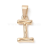 304 Stainless Steel Pendants, Bamboo Style, Letter, Golden Color, Letter.I, 18x11x3mm, Hole: 3x7mm(STAS-F235-01G-I)