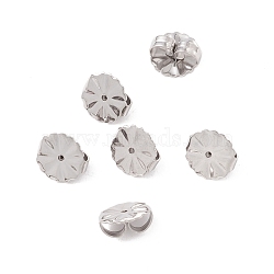 304 Stainless Steel Ear Nuts, Flower, Stainless Steel Color, 10.5x10.5x4.5mm, Hole: 1.2mm(STAS-P307-14P)
