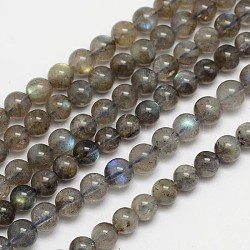 Natural Labradorite Round Bead Strands, Grade A, 5mm, Hole: 1mm, about 74pcs/strand, 15.5 inch(G-M262-5mm-09)