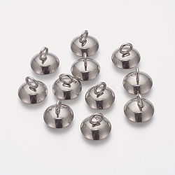 304 Stainless Steel Bead Cap Pendant Bails, for Globe Glass Bubble Cover Pendant Making, Stainless Steel Color, 8x10mm, Hole: 3mm(X-STAS-L205-20P)