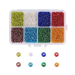 12/0 Glass Seed Beads, Ceylon Round  Loose Spacer Beads, 2mm, Mixed Color, 2mm, Hole: 1mm, about 12500pcs/box(SEED-NB0002-2mm-11)