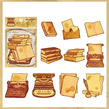 20Pcs 10 Styles Autumn Gold Stamping Paper Self Adhesive Decorative Stickers, for DIY Scrapbooking, Book, 146x95mm, 2pcs/style