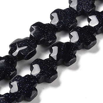Synthetic Blue Goldstone Beads Strands, Faceted, Cross, 12~13x12~12.5x5~6mm, Hole: 1.4mm, about 17pcs/strand, 8.27 inch(21cm)