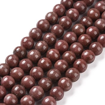 Natural Rhodonite Round Bead Strands, Rhodonite, 8mm, Hole: 1mm, about 48pcs/strand, 15.7 inch