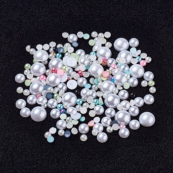 Acrylic Imitation Pearl Cabochons, Half Round/Dome, Mixed Color, 3~12.5x1.5~5mm
