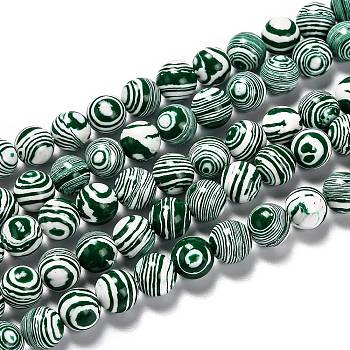 Synthetic Malachite Beads Strands, Dyed, Round, Green, 6mm, Hole: 1mm, about 63pcs/strand, 14.96 inch(38cm)