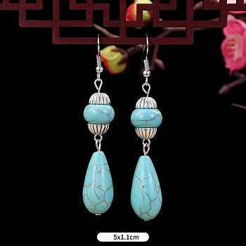 Turquoise Dangle Earrings for Women, Teardrop