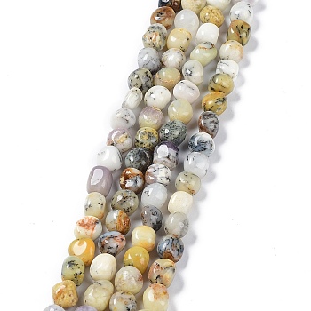 Natural White African Opal Beads Strands, Nuggets Tumbled Stone, 6.5~15x7~14x7~14mm, Hole: 1~1.4mm, about 32~33pcs/strand, 15.16~ 15.75 inch(38.5~40cm)
