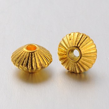 Tibetan Style Alloy Spacer Beads, Cadmium Free & Nickel Free & Lead Free, Bicone, Golden, 7.5x4.6mm, Hole: 1mm